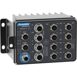 TNS5500D-8GP4GT-P110 – 12-port Layer 2 EN50155 Industrial M12 Gigabit PoE Switch, IP67, 110VDC