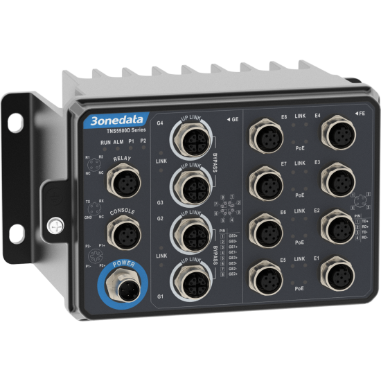 EN50155 Industrial M12 Gigabit PoE Switch – model TNS5500D-8GP4GT-P110 |  Consteel Electronics
