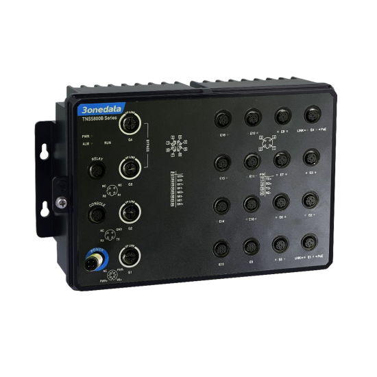 TNS5800B-16P4GT-P24 – przemysłowy switch ITxPT Layer 3 z PoE do transportu publicznego, IP67