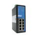 Przemysłowy 8-portowy switch Ethernet na szynę DIN z przekaźnikiem alarmowym.