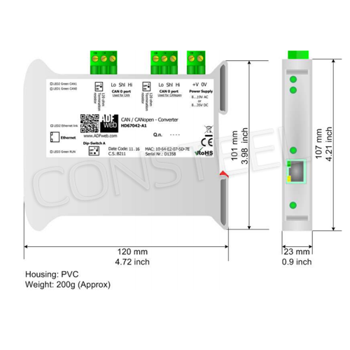 Industrial CAN to CANopen converter HD67042A1