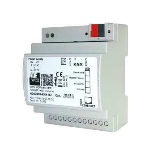 HD67C67-KNX-B2 – Przemysłowy konwerter EnOcean do KNX TP, obudowa typu B, montaż na szynę DIN, złącza terminal block, RJ45 oraz KNX Bus – Consteel Electronics