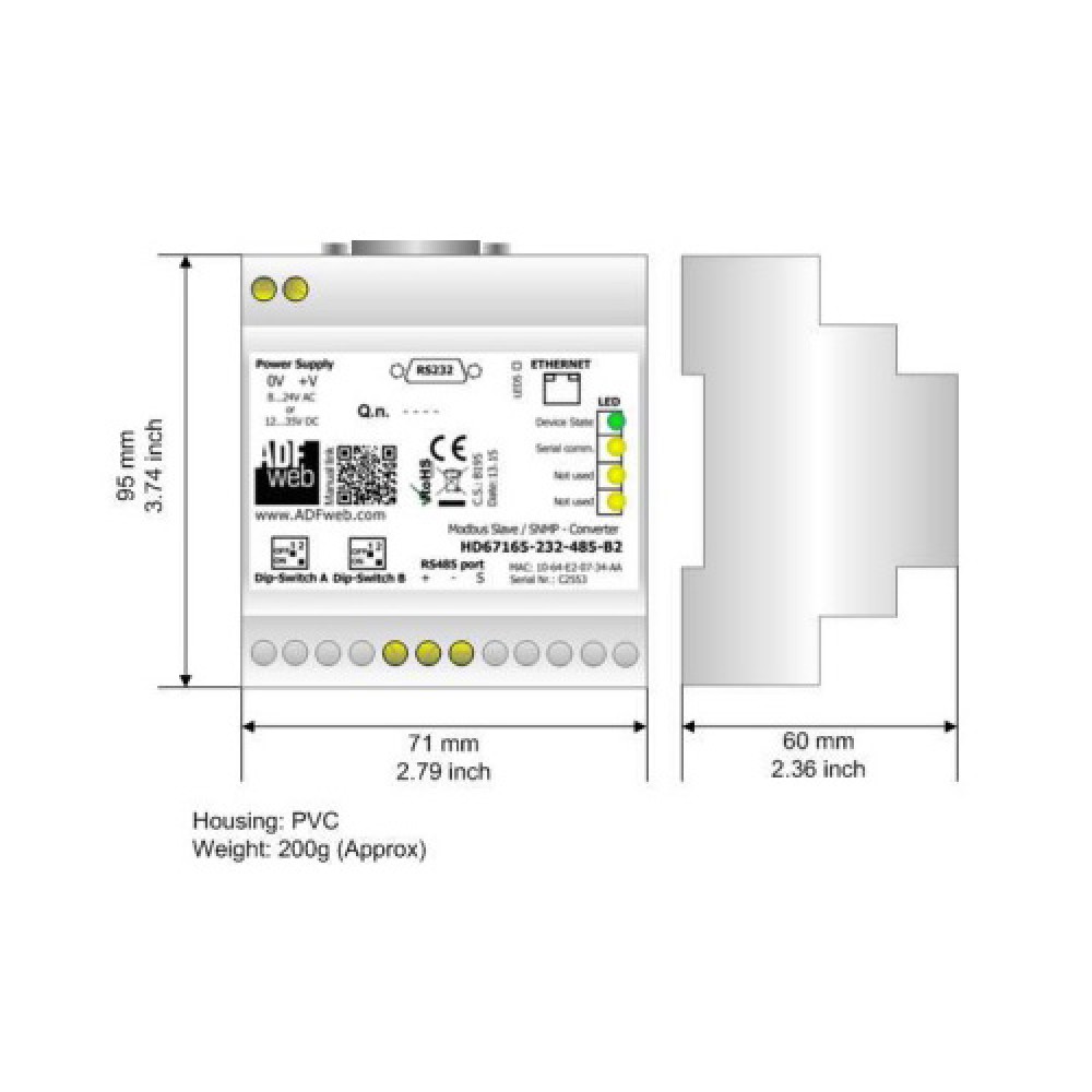 Przemysłowy konwerter Modbus RTU na SNMP HD67165485B2