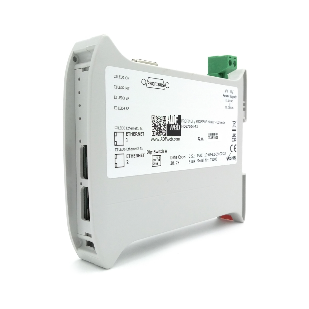 HD67604-A1 PROFINET to PROFIBUS DPV0 converter by ADFweb