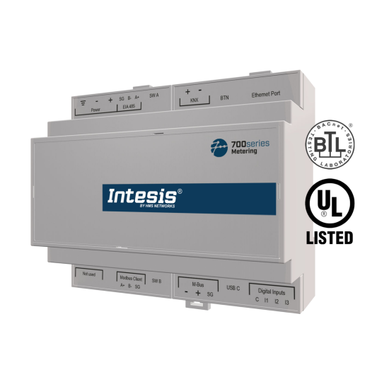 M-Bus, Modbus and pulse inputs gateway – model IN702MEB0600000 | Intesis by HMS