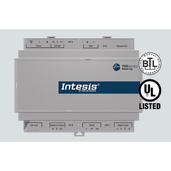 M-Bus, Modbus and pulse inputs gateway – model IN702MEB0600000 | Intesis by HMS