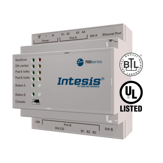 DALI-2 to Modbus/BACnet gateway – model IN703DAL0640000 | Intesis
