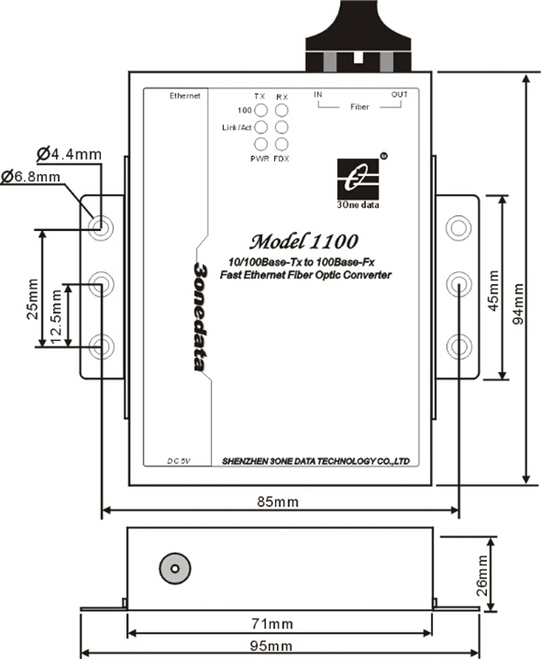 Model1100-M - Промышленный медиаконвертер