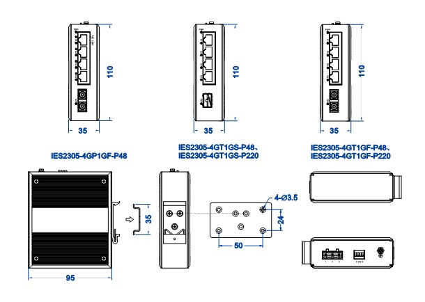 Przemysłowy switch z serii IES2305-5GT-P48