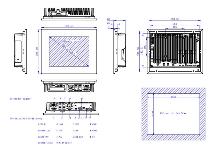Przemysłowy komputer panelowy wymiary techniczne TPC6000-C1043-LH