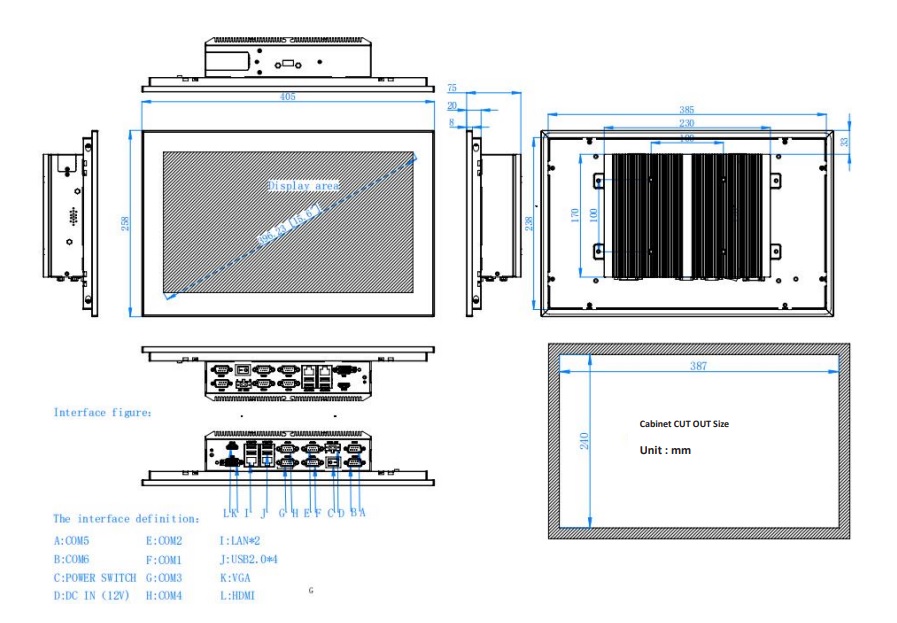 Komputer panelowy TPC6000-C1562-L schemat techniczny z wymiarami