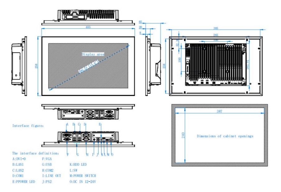 Przemysłowy Komputer panelowy TPC6000-C1563-L wymiary i rysunek techniczny