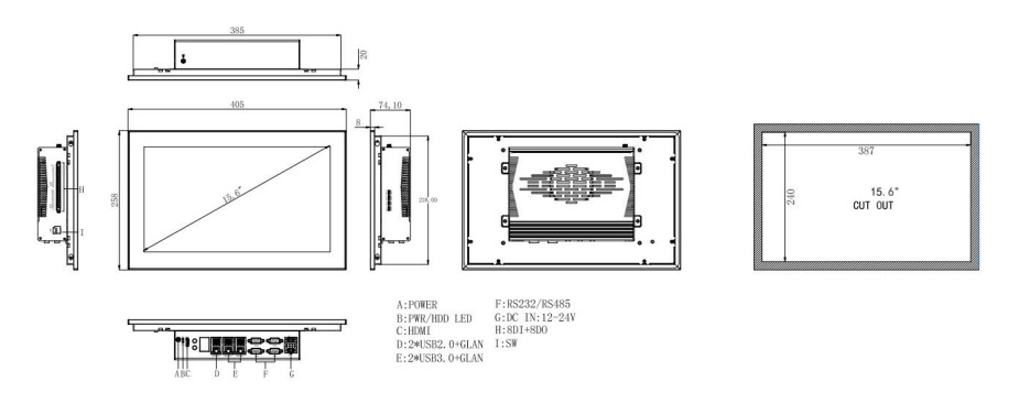 Panel PC TPC6000-C1564-L Dimensions